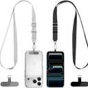 CACOE Phone Lanyard 2 Pack-2 Adjustable Neck Strap,2Patches,Universal Multifuctional Lanyards Compatible with Most Smartphones(Black+Gray)