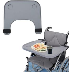 Wheelchair Tray Table - Removable Wheelchair Desk Lap Board Eating Aid for Nursing Patient, Fits Wheelchair Arms of Distance 18" - 20" (Grey)