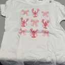 Pink Coquette Bow Cute Crawfish Clean Girl Aesthetic T-Shirt White, XS