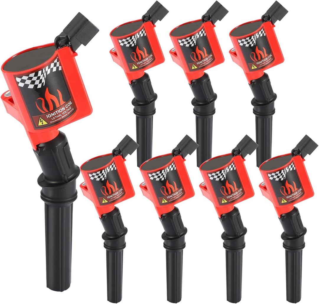 DG508 Ignition Coil Pack Set of 8 Compatible for Ford Lincoln Mercury 4.6L 5.4L V8 etc. (DG508 Coils_8 Packs_Red)