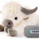 uoozii 24" | 5 Pounds Highland Cow Weighted Stuffed Animals with Removable Unscented Microwavable Pouch, Cute Coolable Warmable Weighted Plush Gift for Kids & Adults (White & Brown)