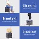 dbest Products Quik Cart Standard Collapsible Rolling Crate - Blue Lid with Wheels, Roll Up to 80 lbs Capacity, Heavy Duty Plastic Construction, Telescoping Handle, Foldable Utility Cart, Blue