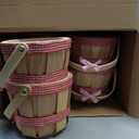 Geelin 12 Pcs Mini Wooden Berry Baskets with Handles Bulk 4.72 x 3.94 Inch Red Plaid Decorative Baskets Empty for Wedding Party Favors Picnic Picking Fruit Apple Strawberry Flower