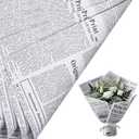 RUSPEPA 20 Sheets Kraft Newspaper Flower Wrapping Paper, Reversible Floral Bouquet Paper, White Kraft Newsprint Design for Birthday, Florist Supply, Wedding, Valentine's Day, Mother's Day and DIY