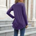 Locryz Women Tunic Tops for LeggingsGraphic Print Shirt Casual Long Sleeve Tunics Blouse (Purple, M)