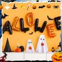 Amyhill 2 Pcs Halloween Ghost Decor Indoor, Spooky Halloween Decorations with Pumpkin Ghost Table Decor for Home Table Centerpiece Shelves Mantel Kitchen Office Fireplace Party (White)