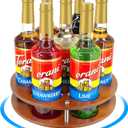 SHILFID Rotating Coffee Syrup Organizer Rack,Syrup Bottle Stand Holder for Coffee Syrup Station,7 Bottles Storage Display Turntable Tray&Lazy Susan for Syrup,Liquor Wine in Kitchen Countertop (Brown)