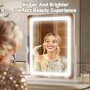 PRIMETEK Vanity Mirror with Lights, 19"x22" Large Makeup Mirror with Lights, LED Lighted Makeup Mirror, Touch Screen with 3-Color Lighting, Dimmable for Vanity Desk Tabletop, Bedroom, White