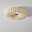 Bofea-Nordic Cream Glass Flush Mount Ceiling Light,15.74inch LED Semi Flush Mount Ceiling Lights Mid Century Modern Bedroom Overhead Lamp,Round Overhead Light Fixture for Hallway Kitchen (Large, Milk Yellow)