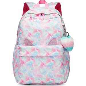 CaranY Kids Backpack for School-Lightweight Waterproof Large 30L Capacity Backpack with Gift Packaging Spacious Classic Design for Girls Ages 6-18(Pink & Green)