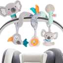 Baby Spiral Car Seat Toy, Stroller Hanging Sensory Toy for Newborn 0-12 Months, Soft Plush with Rattle Crinkle Teether, Koala Bird Activity Toy for Infant Boys Girls