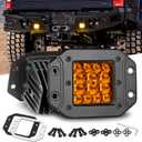 Flush Mount LED Pods Amber, Nirider 2PCS 84W Bumper Light 5 Inch Spot Beam Driving Light Amber Fog Lights LED Light Bar Flush Work Light Off Road Lights for Truck SUV ATV UTV Boat
