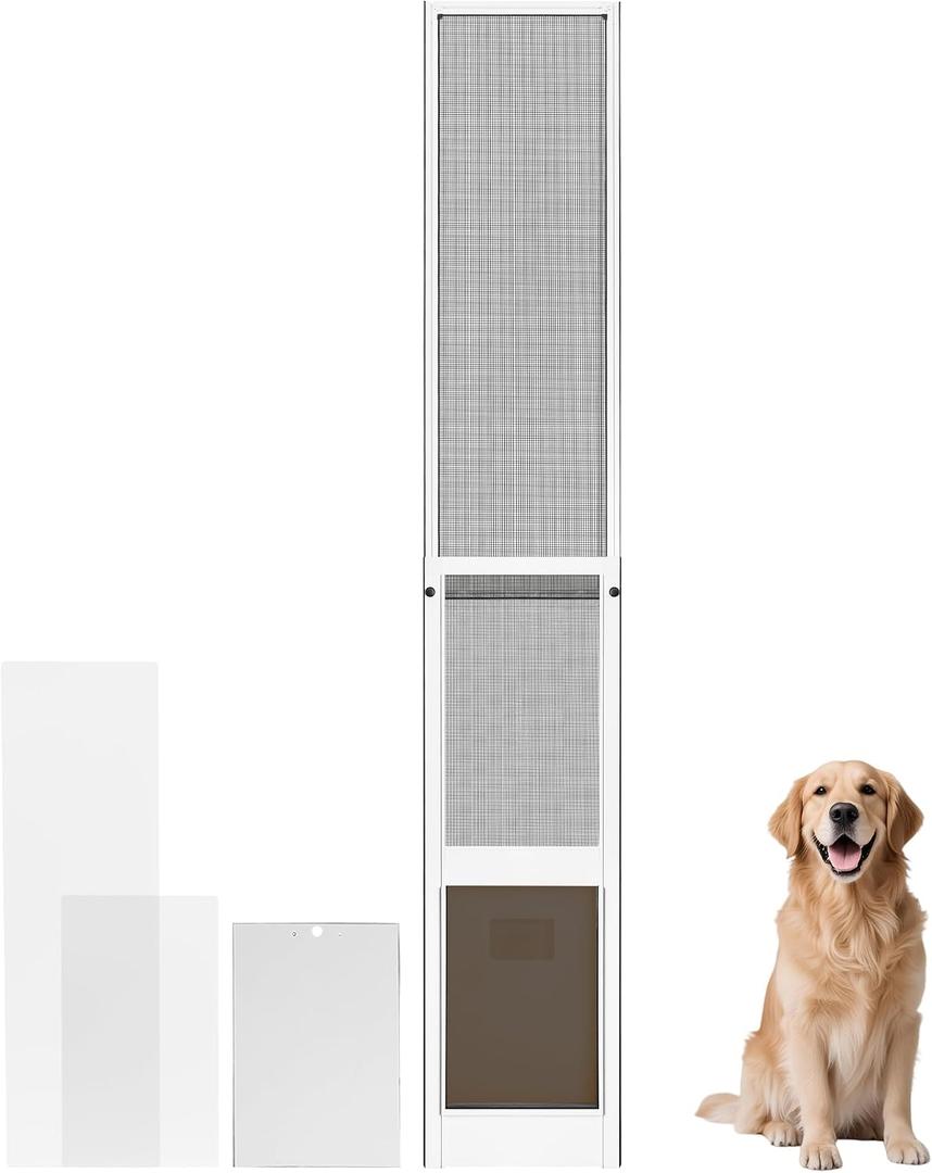 Dog Door for Sliding Glass Door Insert, Height Adjustable from 44" to 84", Large