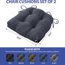 IPYNBAP Chair Cushions for Dining Chairs Set of 2, Kitchen Chair Cushions, Chair Pads with Ties and Non Slip Backing, Tufted Memory Foam Seat Cushion 2 Pack, 15.5" x 15.5" x 4", Navy Blue