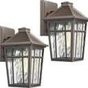 Darkaway Outdoor Sconce Lights Wall Light Fixtures, Exterior Porch Light Outdoor Sconce Anti-Rust Waterproof Aluminum Outside Light with Water Ripple Glass for Patio Yard Doorway Garage (Medium 2 pack, Bronze)