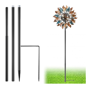 LEIFIDE Black 72" h Replacement Pole for Large Wind Spinner, Windmill Replacement Parts, Three-Part Composition, 22mm Thicker Tube, Easy Assembly for Large Metal Wind Spinner (2 Prongs Base)