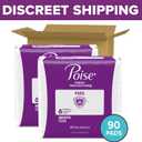 Poise Incontinence & Postpartum Pads for Bladder Leaks, 6 Drop Ultimate Absorbency, Long Length, 90 Count