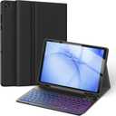Soke Keyboard Case for Samsung Galaxy Tab A11 Plus/A11+ 11 inch 2025(SM-X230/X236/X238) - 7 Color Backlight Wireless Detachable Folio Keyboard Cover with S Pen Holder, Black