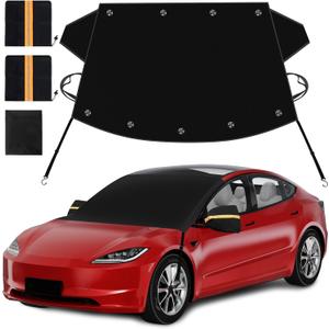 Roberly Car Windshield Cover for Ice and Snow, 600D Windshield Snow Cover with Mini Magnetic Edge, Side Mirror Covers, Winter Frost Hail Snow Protector Cover for Most Cars SUVs Vans(83” x 71”)