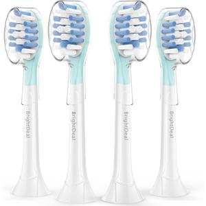 Replacement Head for Philips Sonicare Protective Clean 4100 5100 6100 Diamond Clean 9500 Expert Clean 7500 Flex Care Healthy White Electric Sonic Toothbrush C3 G3 W3 C2 G2 C1 Brush, White, 4 Pcs