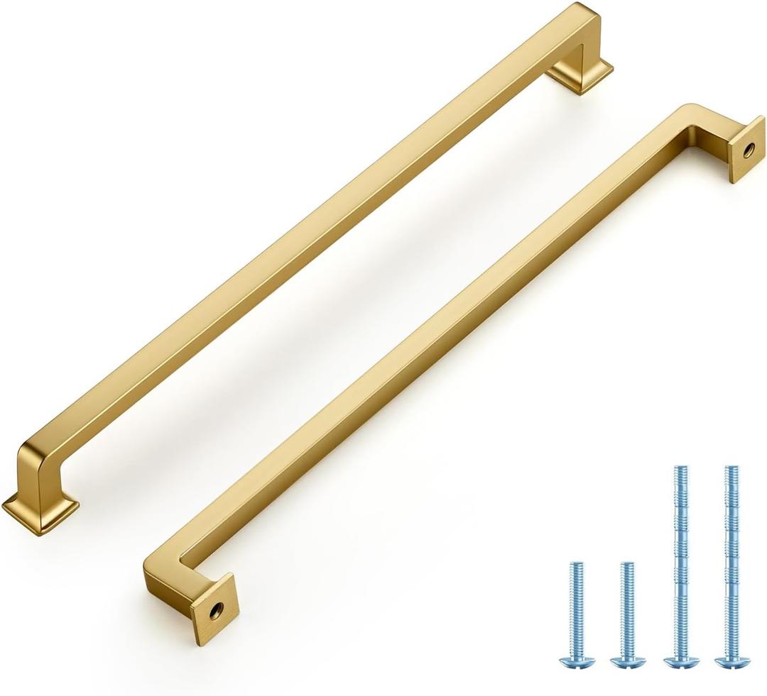 20 Pack 10 Inch Brushed Brass Cabinet Handles Solid Zinc Alloy Pulls for Kitchen Cupboard & Drawer Hardware