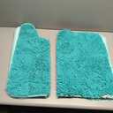 OLANLY Bathroom Rugs Sets 2 Piece, Soft Absorbent Chenille Bath Mats and U-Shaped Contour Toilet Mat Area Rug Set, Machine Washable Bath Carpet, Home Decor Accessories(30"x20"+24"x20", Teal)