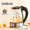 AZEUS Fast Boil Electric Water Kettle, 1.8L Large Capacity with Auto Shut-Off and Boil-Dry Protection, BPA-Free Borosilicate Glass & Stainless Steel