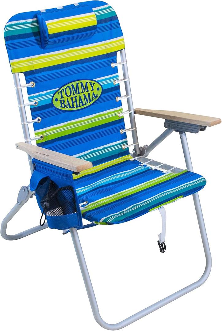 Tommy Bahama Hi-Boy 17" Seat Height 4-Position Lace-Up Suspension Folding Beach Backpack Chair