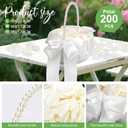 1 Pack Wedding Flower Girl Basket with 200Pcs Silk Petals, Pearl Handle and Ribbon Bow Wedding basket - Artificial Flowers for Romantic Night Bridal Party Home Decorations(Ribbon Bow)