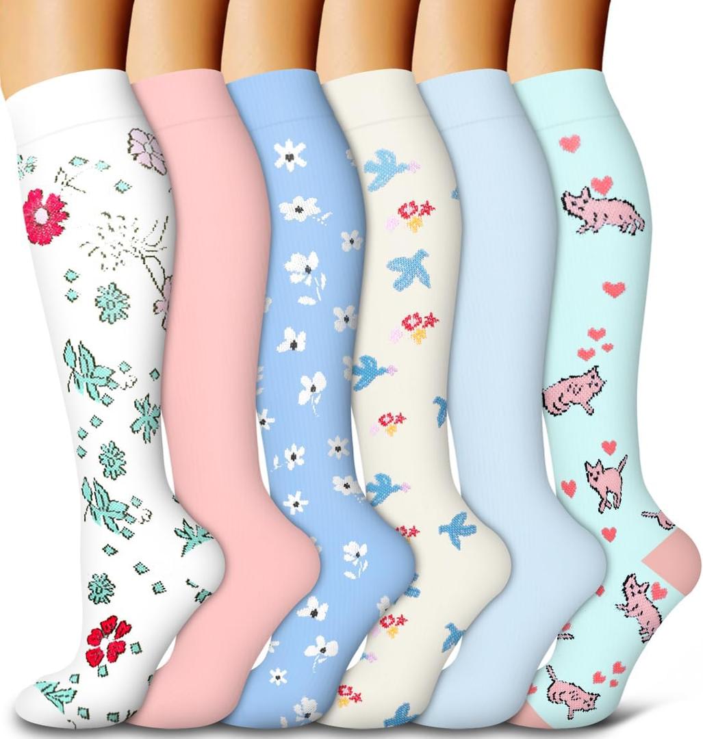 6 Pack Copper Compression Socks for Women and Men Circulation-Best Support for Medical, Running, Nursing, Athletic (Small-Medium)