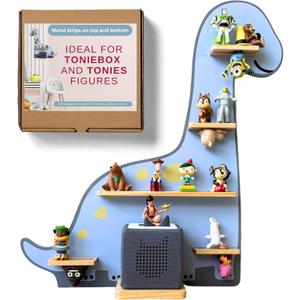 BigStep Tonie Shelf for Toniebox - Large Dinosaur Tonie Shelf, Dual Magnetic Strips Top & Bottom, Wall Mount or Free Standing, Holds 18+ Tonie Figures, Compatible with Toniebox Gen 1 & 2
