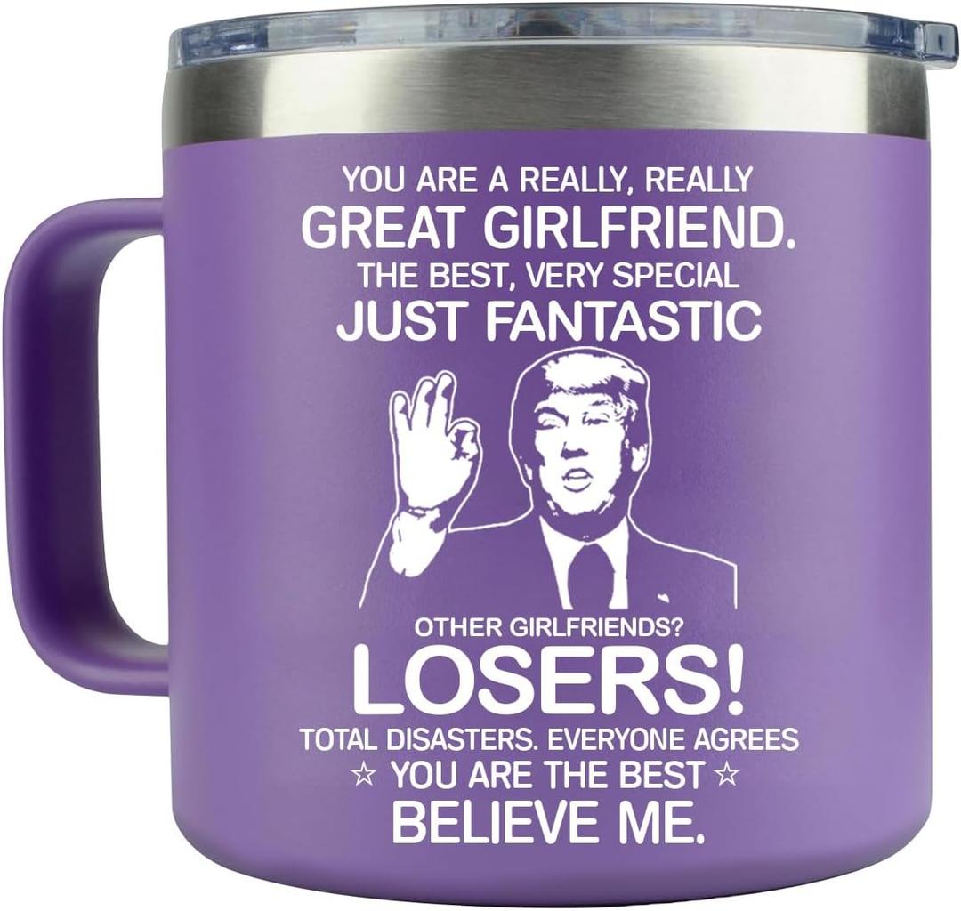 MFGNEH Valentines Day Gifts for Girlfriend Her, Girlfriend Gifts, Birthday Gift for Girlfriends, Anniversary Girlfriends Gift, Christmas for Her,14oz Purple Tumbler Coffee Mug