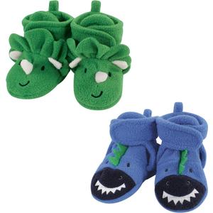 Hudson Baby Unisex-Child Cozy Fleece Booties Winter Accessory Set (0-6 Months Infant, Boy Dino)
