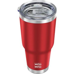 WETOWETO 30oz Tumbler, Stainless Steel Vacuum Insulated Water Coffee Tumbler Cup, Double Wall Powder Coated Spill-Proof Travel Mug Thermal Cup for Home Outdoor (Red, 1 Pack)