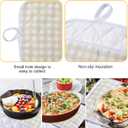 Patelai 7 Pcs Buffalo Check Dish Towels Pot Holders Oven Mitts Set Cotton Plaid Kitchen Dish Towels Non-Slip Heat Resistant Oven Mitts and Pot Holders for Cooking Baking (Light Yellow with White)