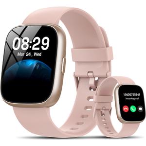 Smart Watch with Alexa Built-in, 1.83" HD Touchscreen Fitness Tracker with Bluetooth Calling, Fitness Watch with Heart Rate/Sleep Monitor/120+ Sports, IP68 Waterproof Smartwatch for Android iOS, Pink