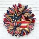 Patriotic Wreath for Front Door 3D Eagle & USA Flag Printed Wreath, 4th of July Wreaths for Front Door,Memorial Day Wreath