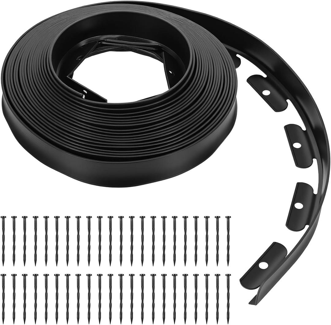 1.5" x 46 Ft No Dig Landscape Edging,Garden Edging Border with 42 Stakes, Lawn Edging for Landscaping,Flower Beds, Lawns and Patios