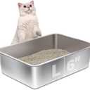 Stainless Steel Litter Box, 20"x14"x6" Large Metal Cat Litter Box, Easy to Clean, Non Stick No Smell,Steel Litterbox for Adult Cats/Kitty