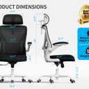 Ergalithic Ergonomic Office Chair - Computer Desk Chair with Adjustable Lumbar Support - 300lbs Executive Desk Chair High Back with Headrest Flip-Up Arms for Long Hours, Rolling Chair (White Black), Pack of 1