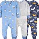 Gerber Toddler Boys' Fleece Footless Pajamas 3-pack, Dogs/ Dinos, 3T