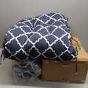 LVTXIII Outdoor Seat/Back Chair Cushion Patio Tufted High Back Cushion, Seasonal Replacement Rocking Chair Cushion with Ties (22" W x 20D, Set of 2, Geomentry Navy)