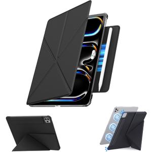for iPad Pro 11 inch Case M5/M4, Slim Powerful Magnetic Attachment Full Corner Protective iPad Case with Auto Wake/Sleep and Hidden Pencil Holder (Midnight Black, iPad pro 11 inch)
