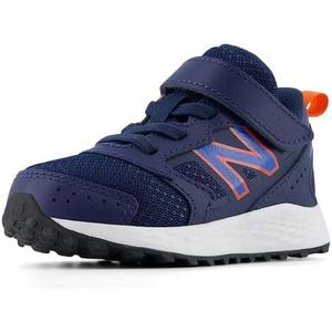 New Balance Kids Fresh Foam 650 V1 Bungee Lace with Top Strap Running Shoe (13.5 Wide Little Kid, Nb Navy/Blue Oasis/Team Orange)