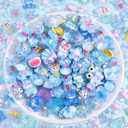 100Pcs Blue Slime Charms Assorted Cute Jelly Embellishments Bulk, Random Kawaii Accessories, Flatback Ornament Resin Charms for Phone Junk Cases,Hairpins Scrapbooking Crafting & DIY Decoration