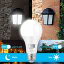 Qualilux Dusk to Dawn Light Bulbs Outdoor 850 Lumen, 60W Equivalent, Daylight Deluxe 6000K, LED 9.5W, A19, E26 Base, 4-Pack, HQ-H010