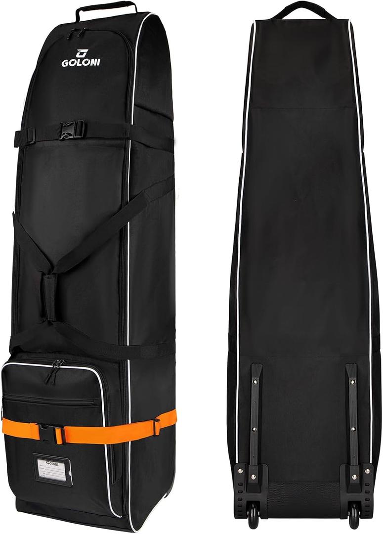 Goloni Golf Travel Bag with Wheels, Golf Travel Case for Airlines, 900D Heavy Duty Oxford Wear-Resistant Soft-Sided (Dark Black)