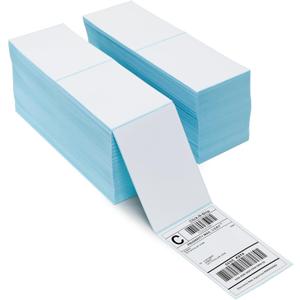 L LIKED 4000 Fanfold 4 x 6 Thermal Labels, with Perforated Line Shipping Labels, Permanent Adhesive, Compatible with Zebra & Rollo Printer, Commercial Grade