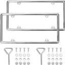 Chrome License Plate Frames Made of Zinc Alloy Metal, Universal Car Accessories,2Pack Front & Rear License Plate Holders Never Rust and Unbreakable with All Mounting Hardware Included