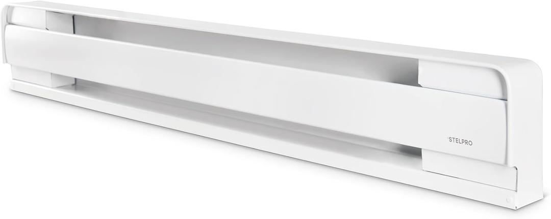 Stelpro Brava Electric Baseboard Heater, 750W / 240V, 37 5/8 L x 5 7/8 H, Rounded-Corner Steel Convection Heater for Rooms up to 75 sq ft, Durable 22Gauge Housing (AB0752W) - White